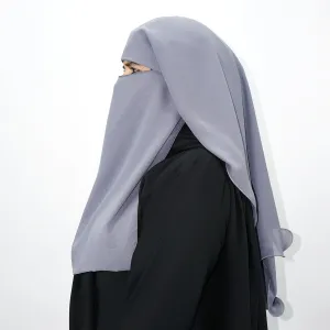 3 Layer Tie Back Niqab Dark Grey