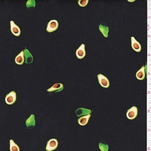 3 YD PC-Dark Ink Tossed Avocados Double Brushed Jersey Knit Fabric