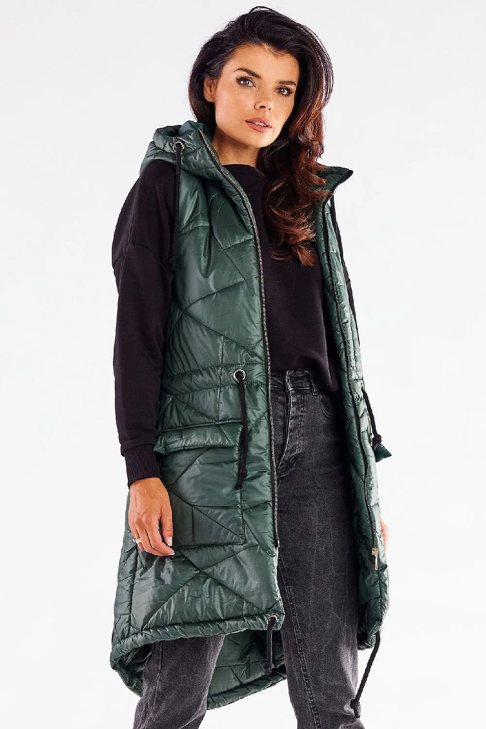 Awama quilted shiny fabric gilet