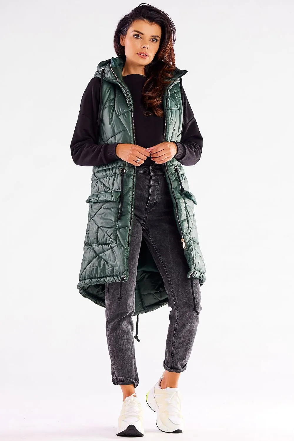 Awama quilted shiny fabric gilet