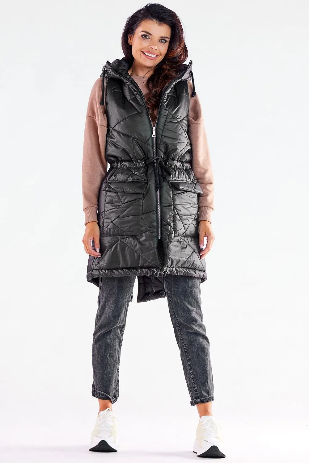 Awama quilted shiny fabric gilet