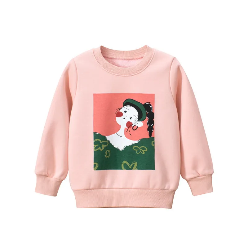 Baby Girl Cartoon Print Pattern Long Sleeve Pullover Hoodies by MyKids-USA™