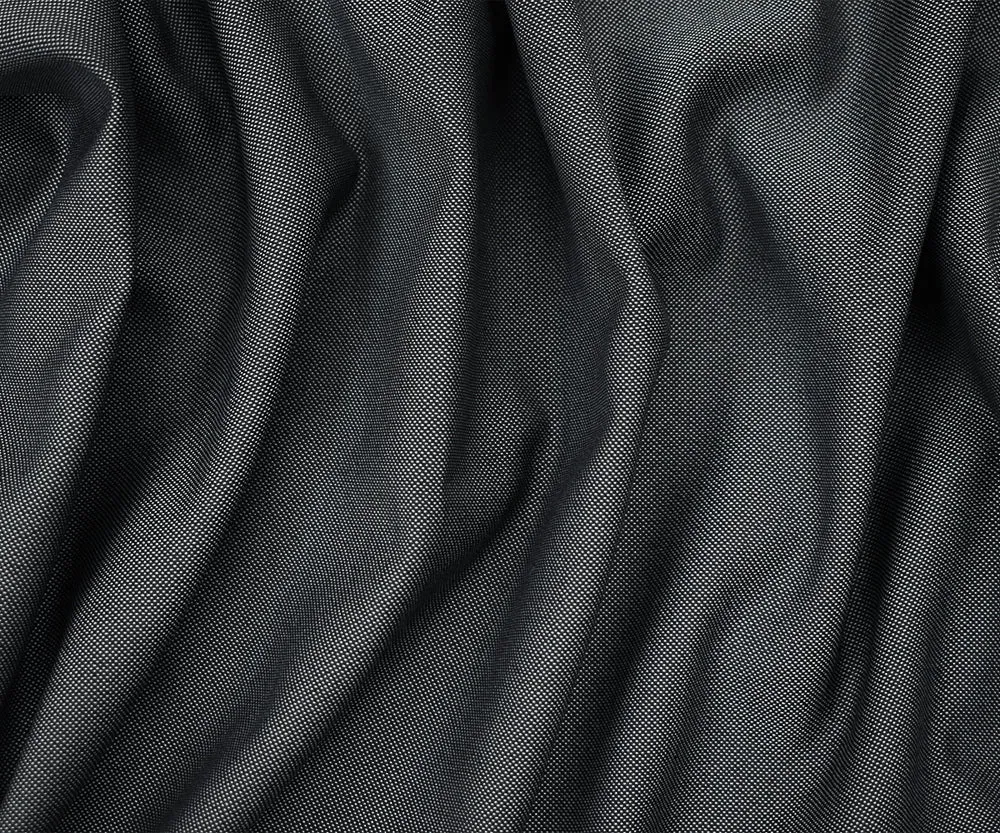 Black-Gray Poly-Wool Dobby Woven Shirting Fabric