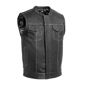 Black/White Leather "The Cut" Vest