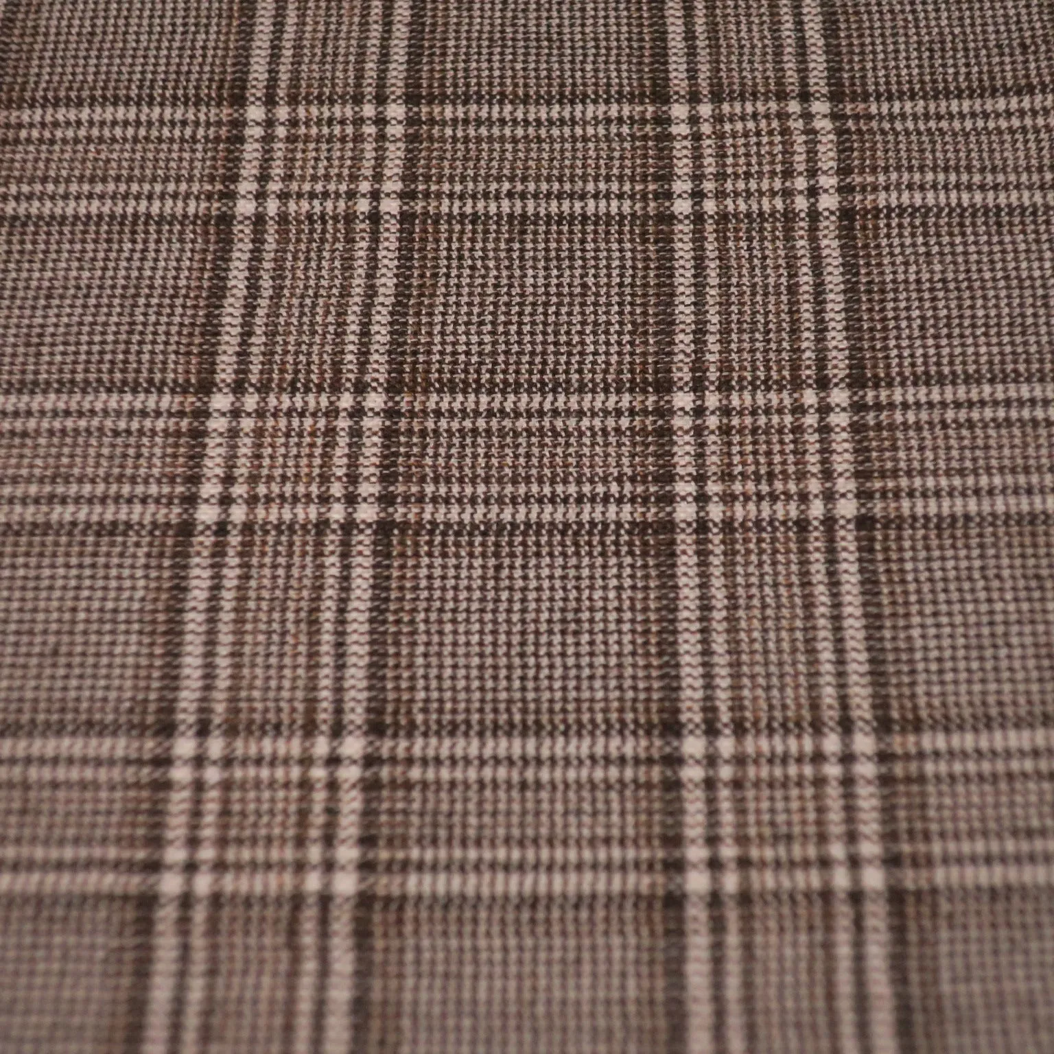 Brown and White Windowpane Cashmere and Silk Blend  Loro Piana Suiting Fabric