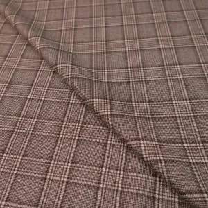 Brown and White Windowpane Cashmere and Silk Blend  Loro Piana Suiting Fabric