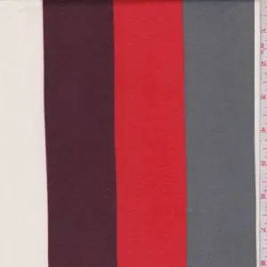 Burgundy/Red/Slate Stripe Double Brushed Jersey Knit Fabric