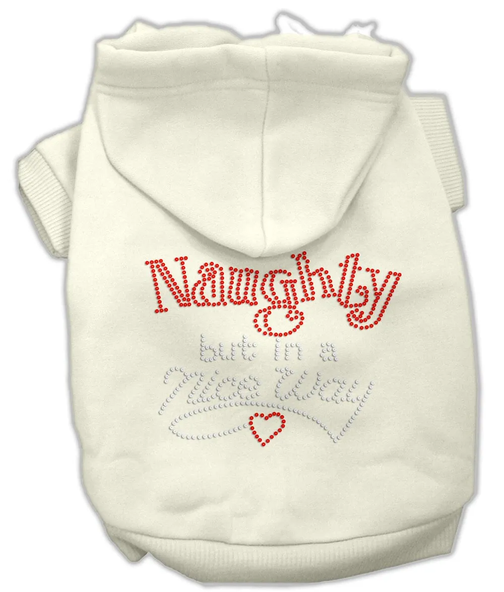 Christmas Rhinestone Pet, Dog & Cat Hoodie, "Naughty, But In A Nice Way"