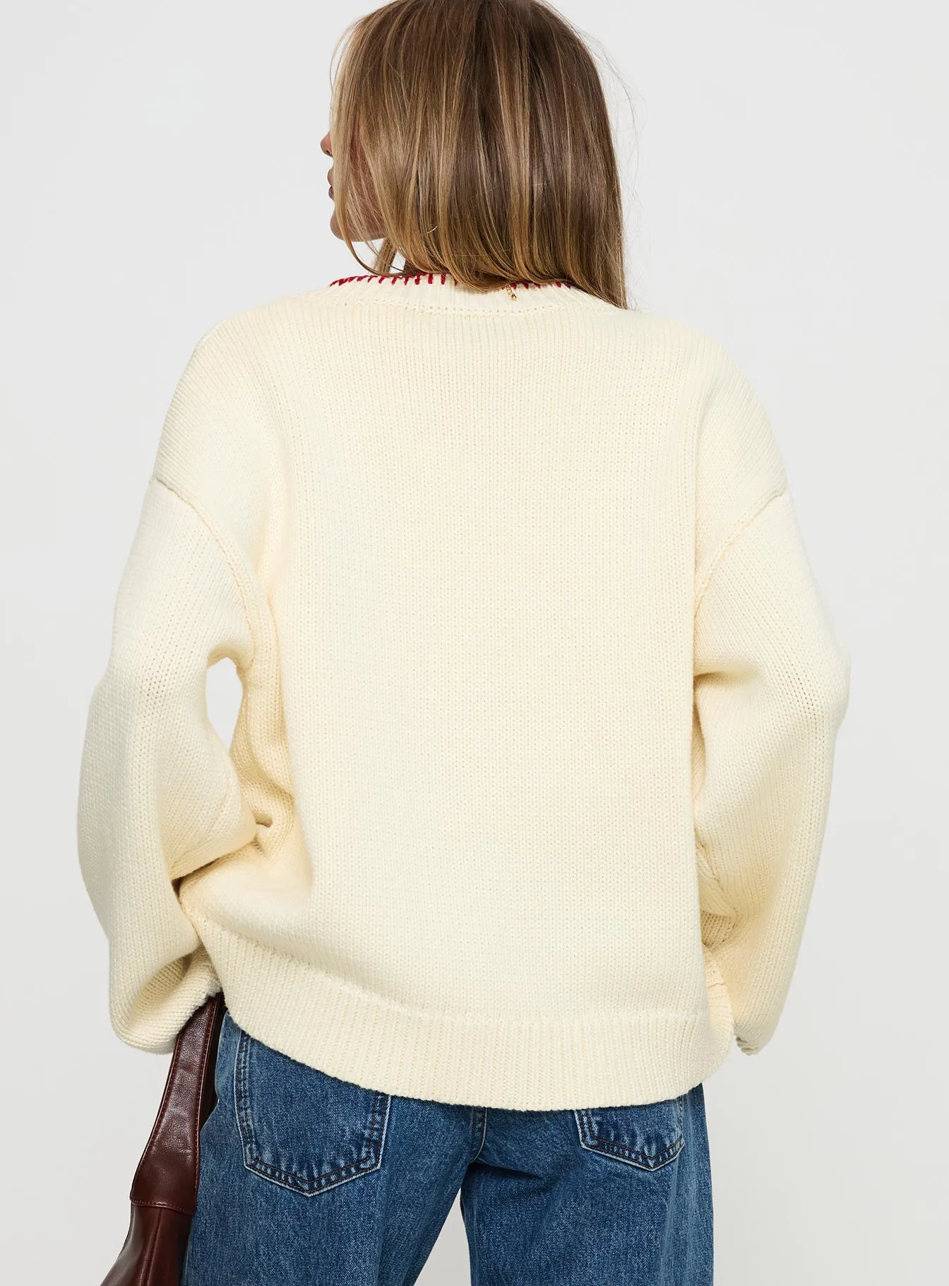 Coastlines Knit Sweater Cream / Red