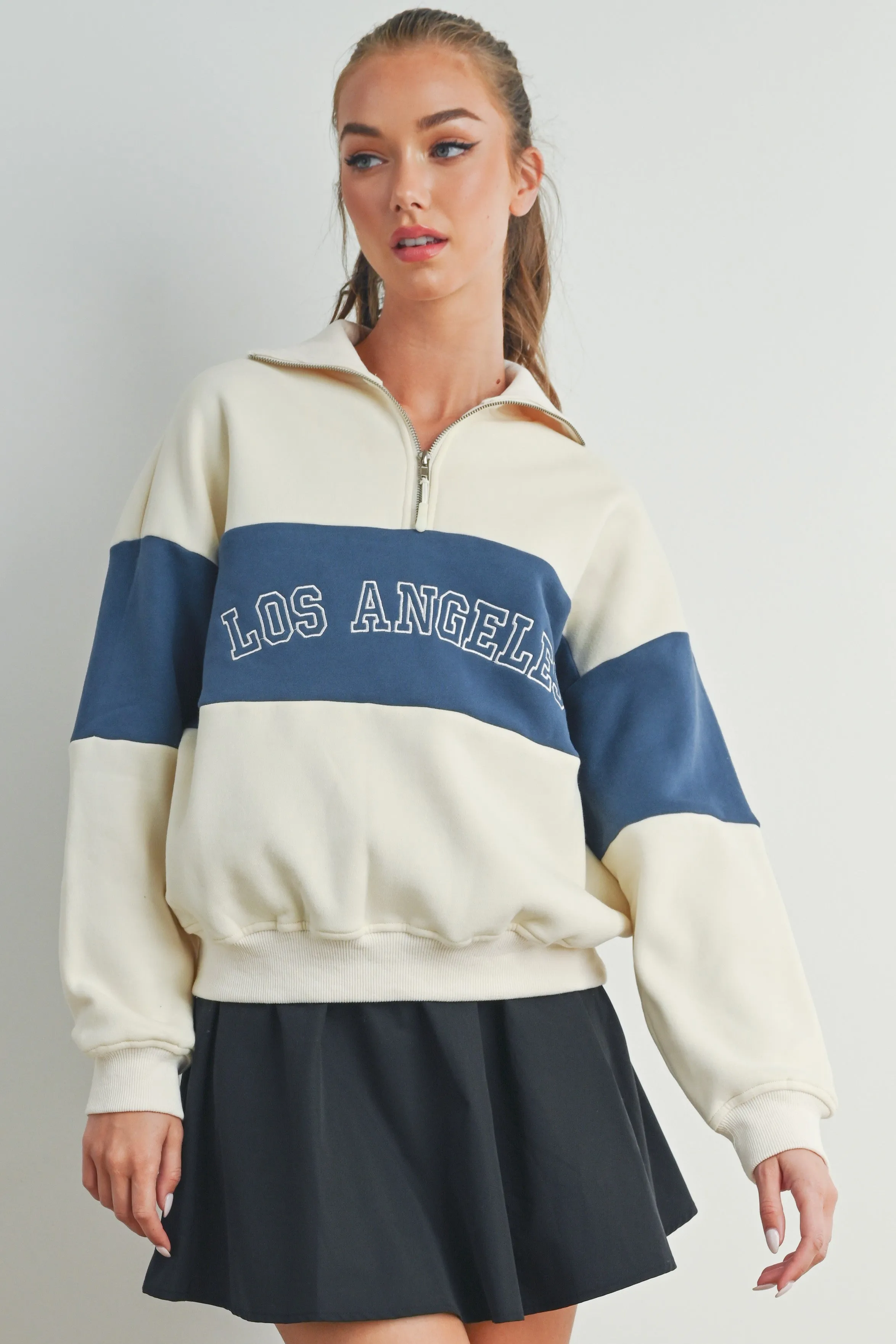 Colorblock LA Embroidered Zip Up