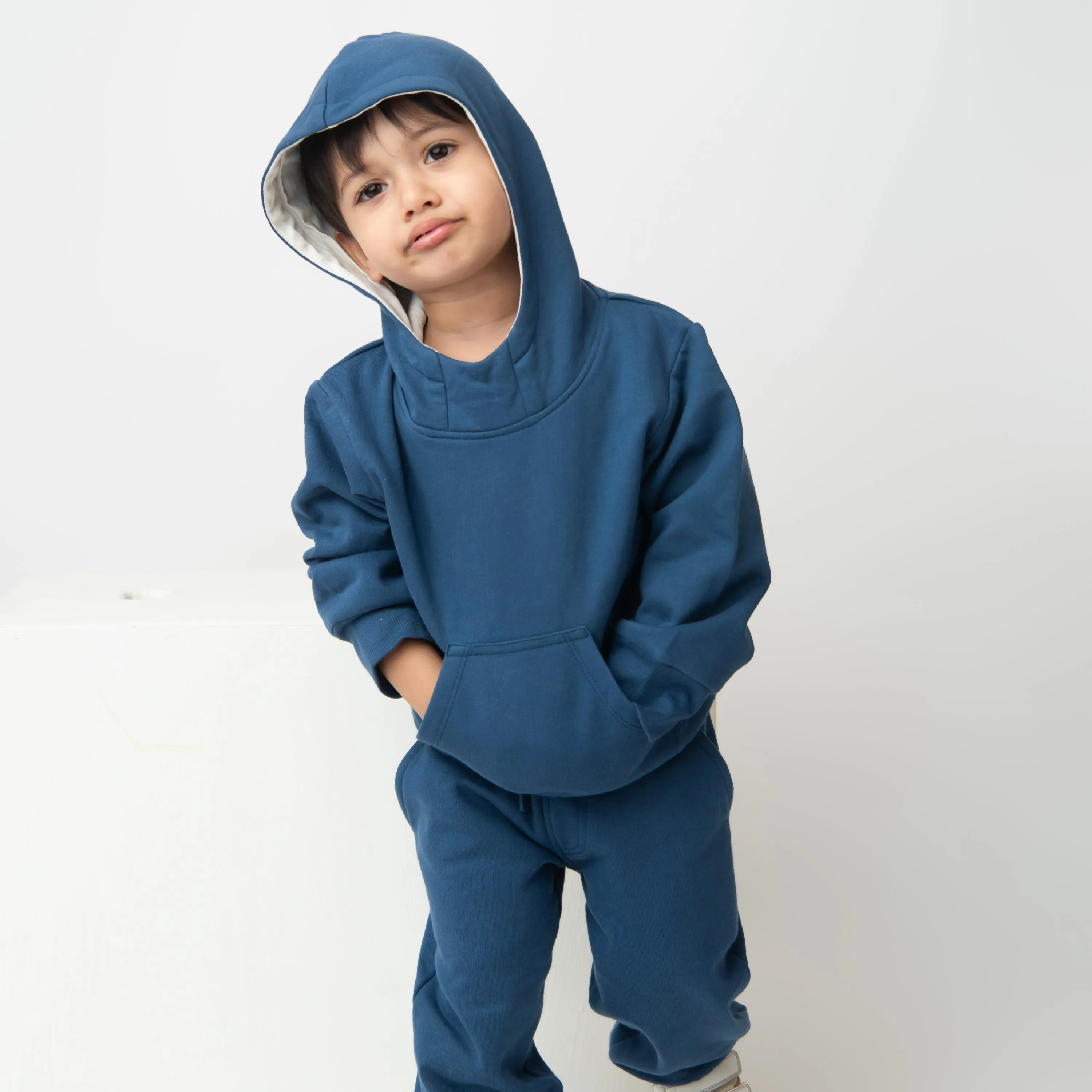 Dark Blue Organic Blue Hoodie & Jogger Set