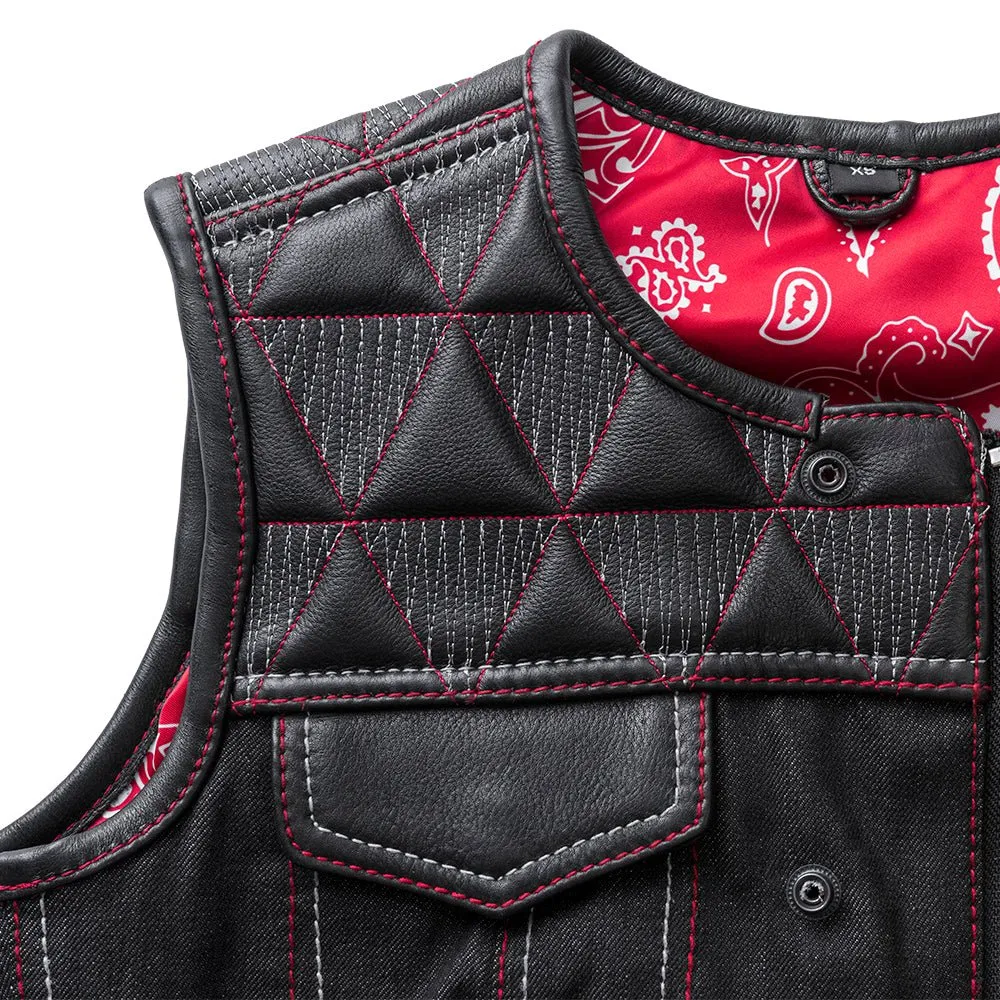 Delta Women's Club Style Motorcycle Leather/Denim Vest - Limited Edition