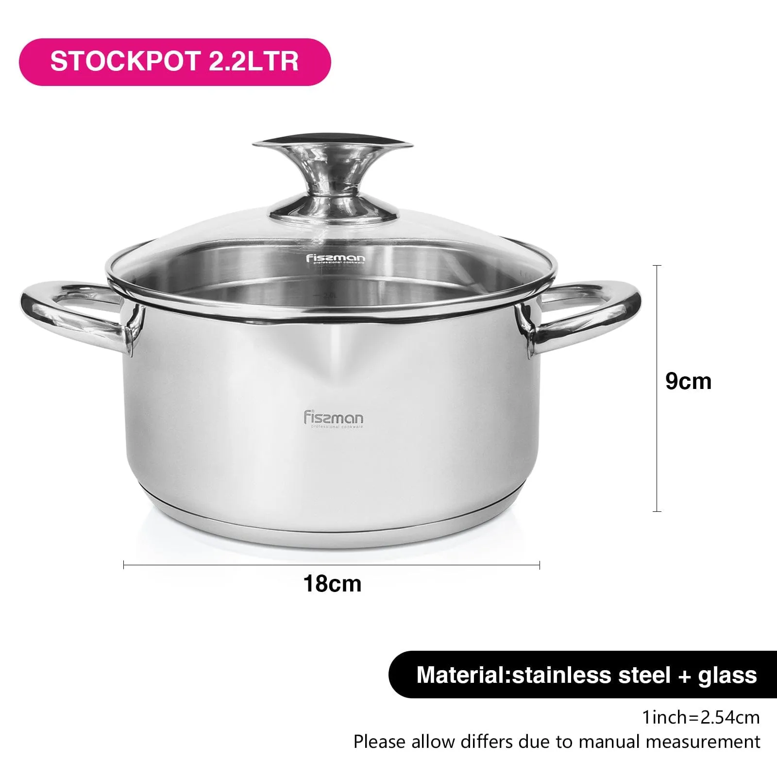 Fissman Stainless Steel Casserole With Lid Silver 18cm