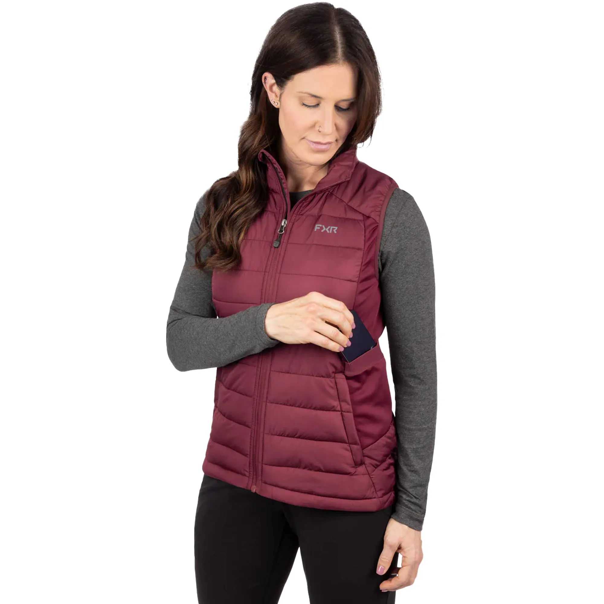 FXR Womens Phoenix Quilted Vest Merlot Purple