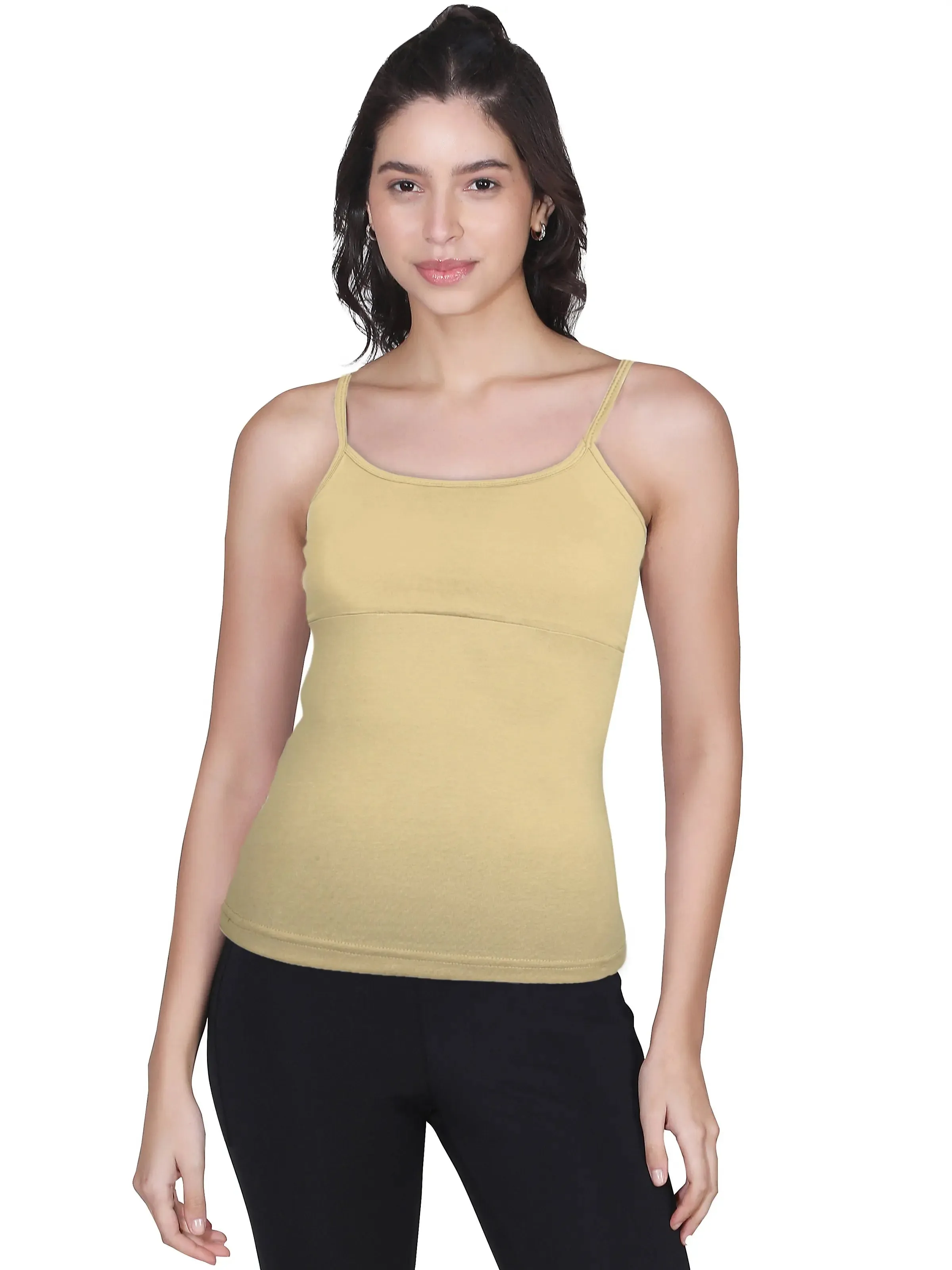 High Coverage Padded Cotton Camisole Bra in Skin Tone with Adjustable Straps Pack-of-1