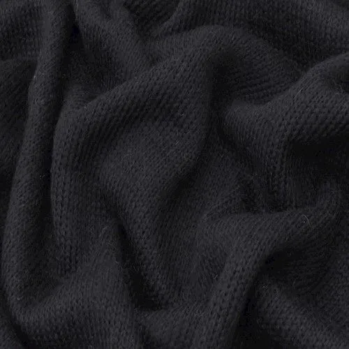 Ink Black Wool Blend Brushed Back Sweater Knit Fabric