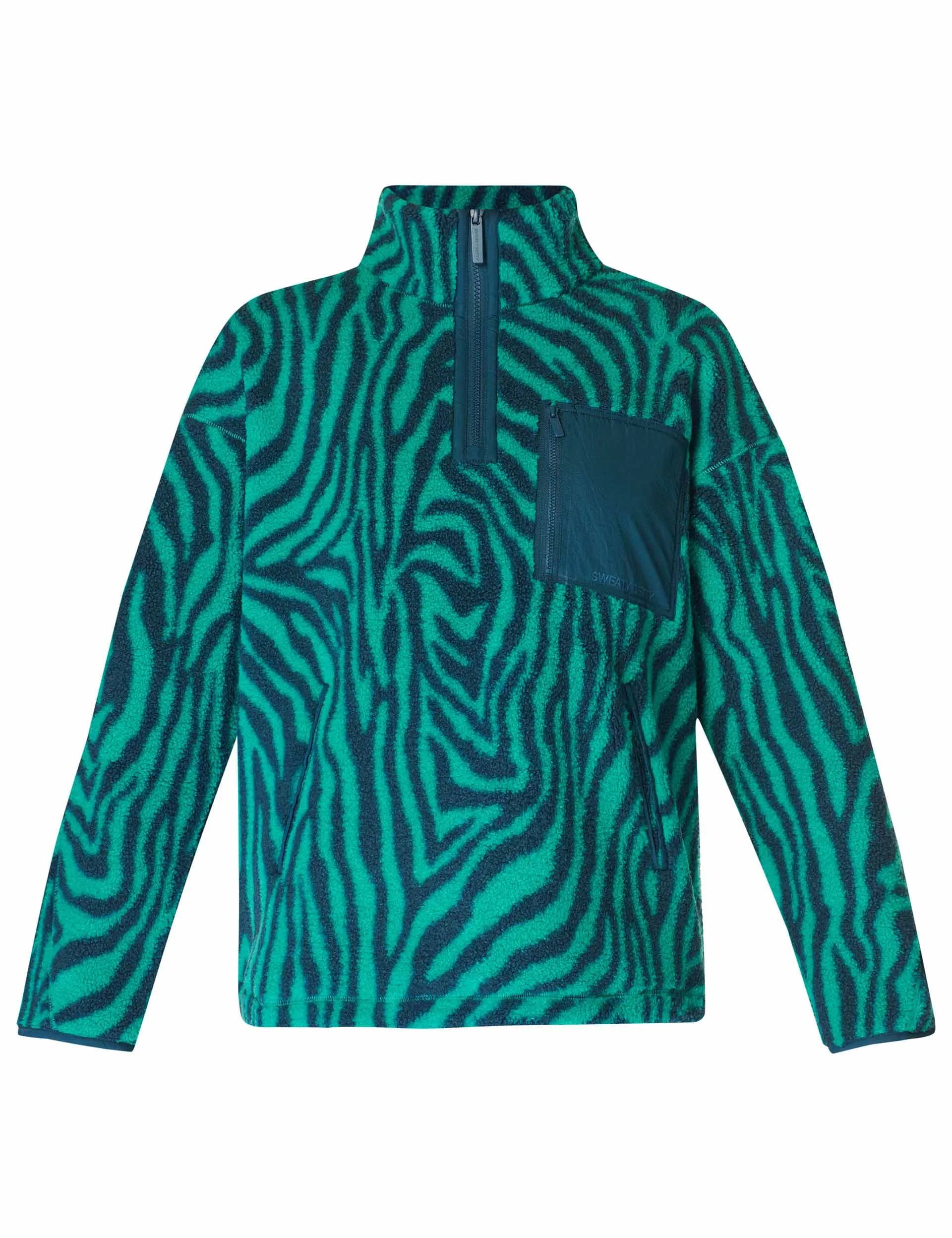 Karma Fleece Half Zip - Green Abstract Zebra Print