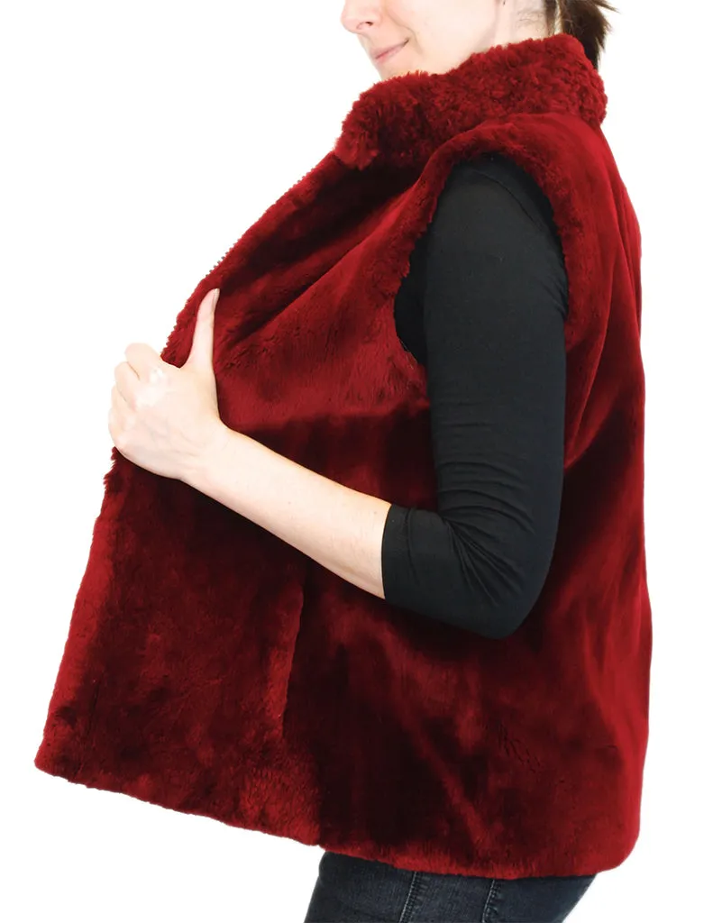 MEDIUM CONVERTIBLE RED SHEARED BEAVER FUR JACKET/VEST - REMOVABLE KNIT BEAVER SLEEVES!