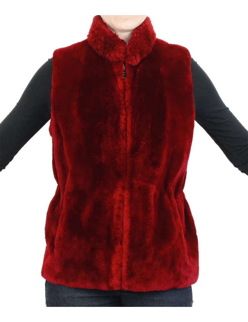 MEDIUM CONVERTIBLE RED SHEARED BEAVER FUR JACKET/VEST - REMOVABLE KNIT BEAVER SLEEVES!