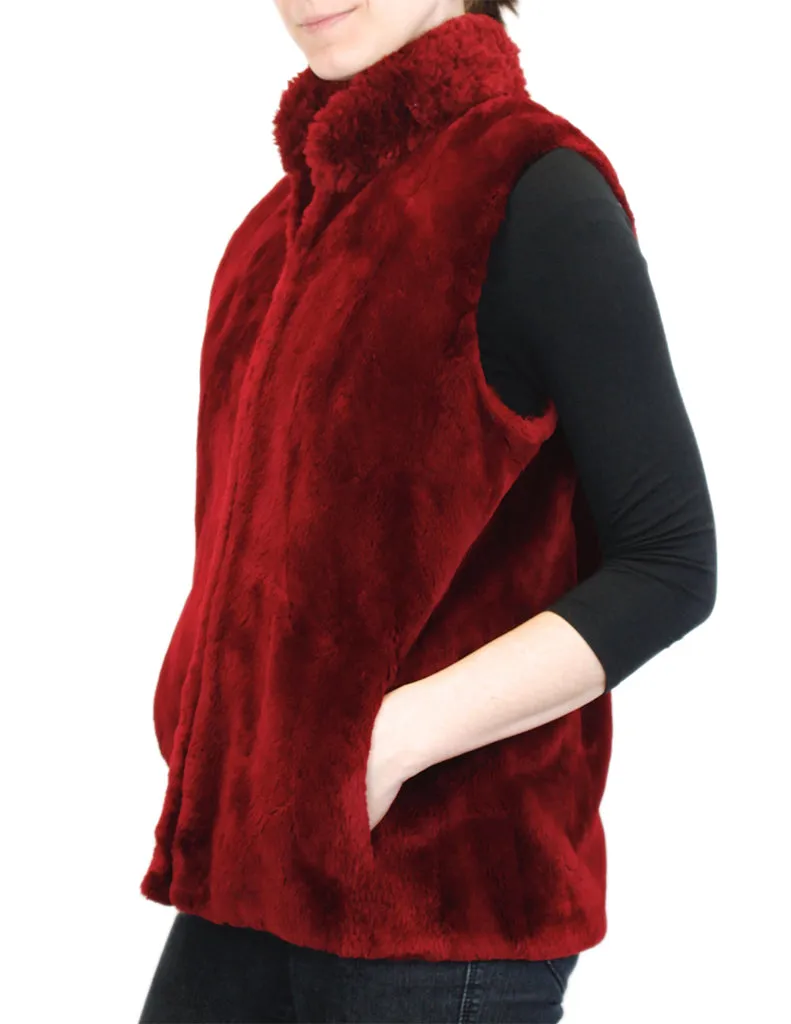 MEDIUM CONVERTIBLE RED SHEARED BEAVER FUR JACKET/VEST - REMOVABLE KNIT BEAVER SLEEVES!