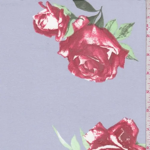 Pale Periwinkle/Ruby Rose Double Brushed Jersey Knit Fabric