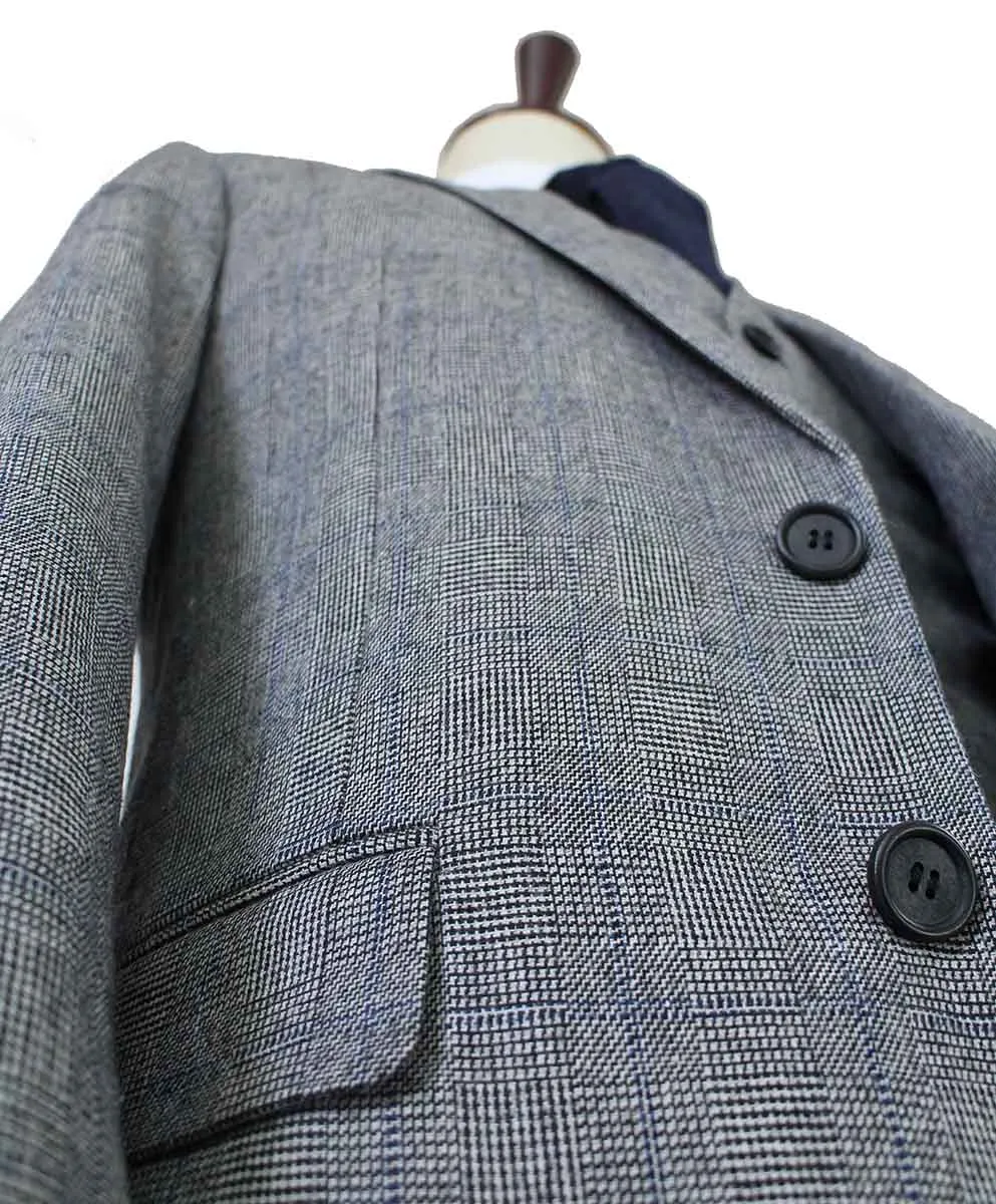 RETRO GREY PLAID TWEED 2 PIECE SUIT