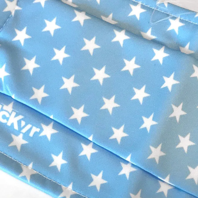 Reusable Face Mask (3 Layers): Sky Blue Stars