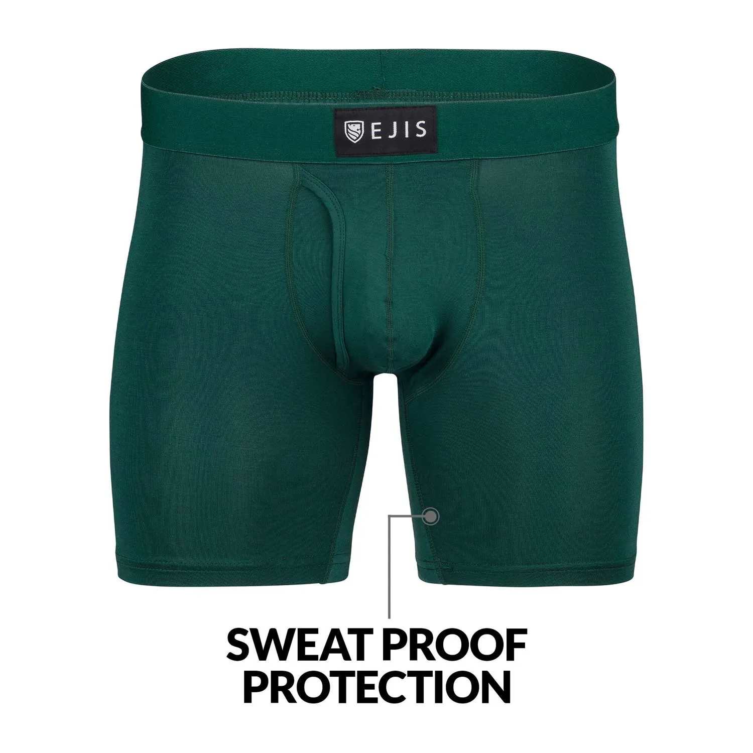 Sweat Proof Men's Boxer Briefs with Fly - Mix 6-Pack (2x Black, Green, Navy)