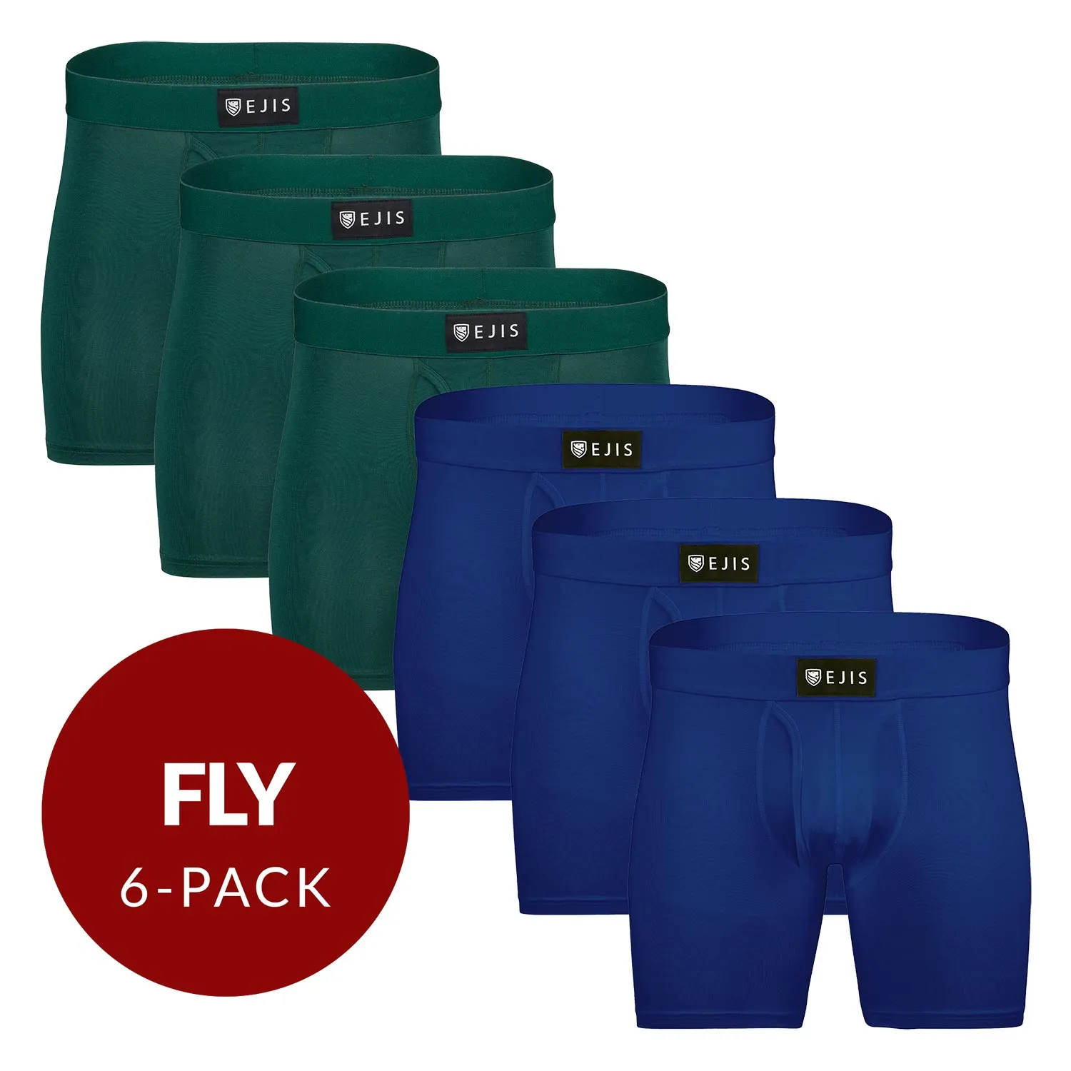 Sweat Proof Men's Boxer Briefs with Fly - Mix 6-Pack (3x Green, Navy)