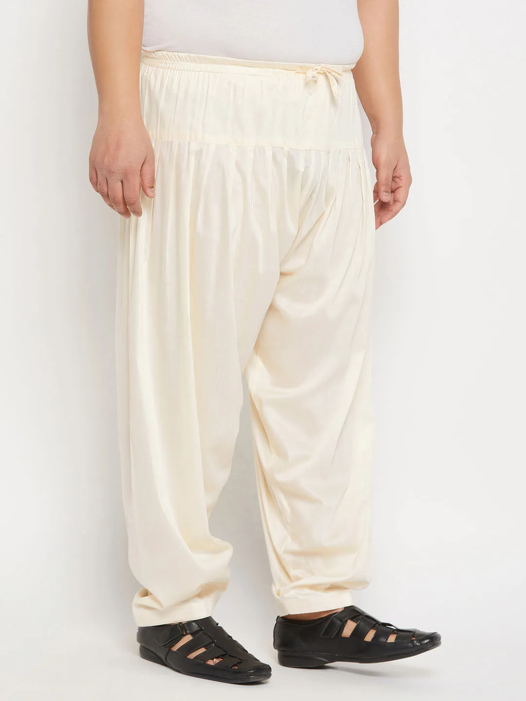 VASTRAMAY Cream Cotton Blend Patiala Pyjama