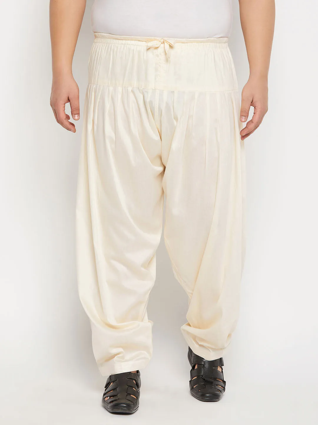 VASTRAMAY Cream Cotton Blend Patiala Pyjama