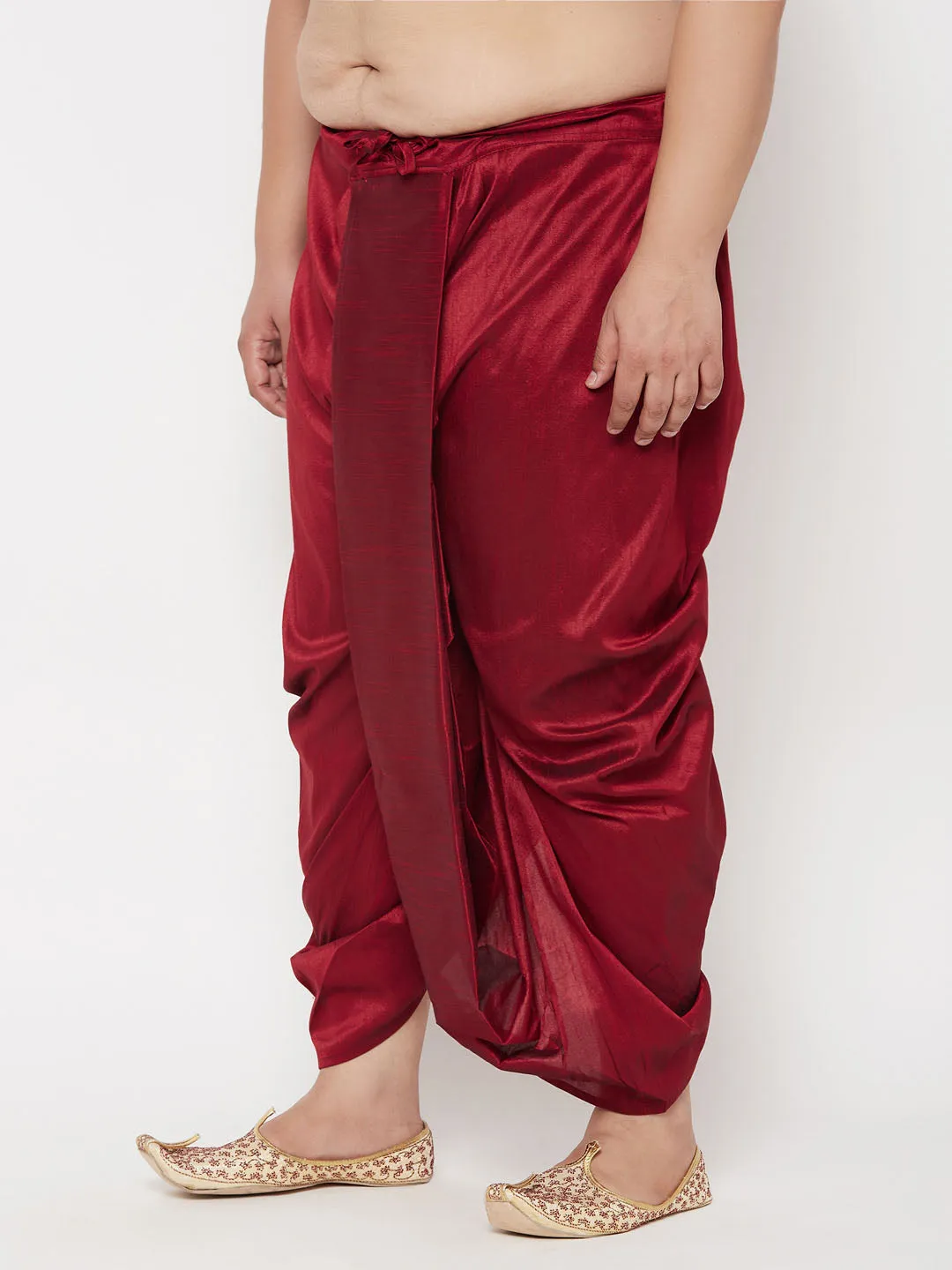 Vastramay Maroon Cotton Blend Traditional Dhoti