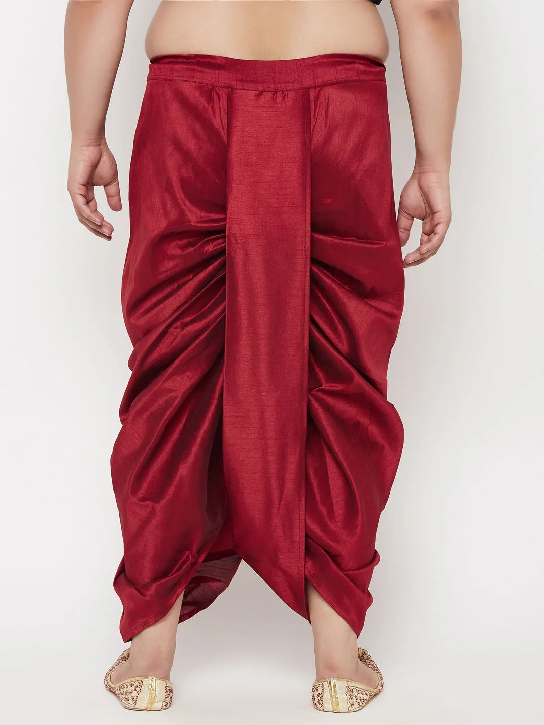 Vastramay Maroon Cotton Blend Traditional Dhoti