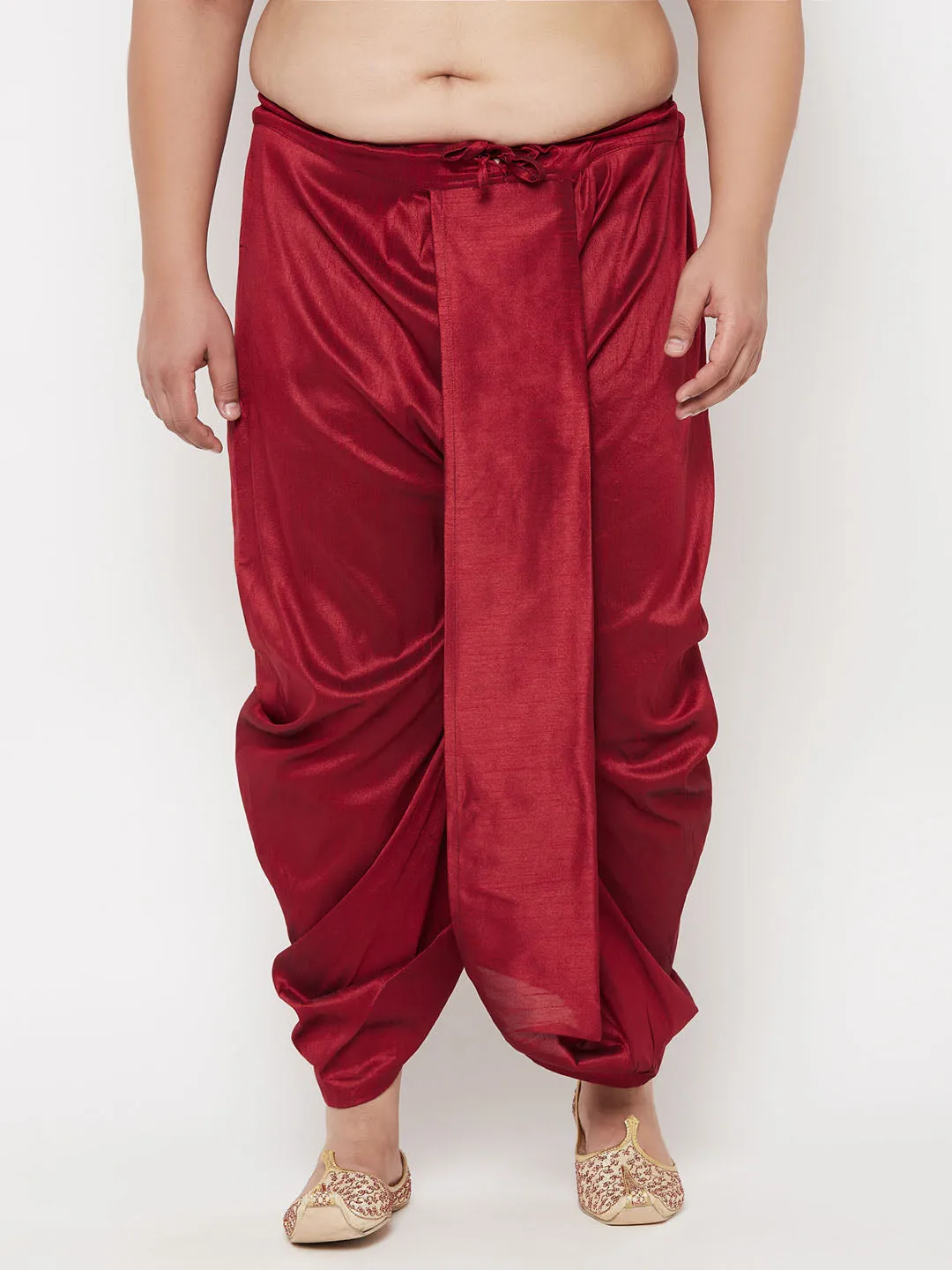 Vastramay Maroon Cotton Blend Traditional Dhoti