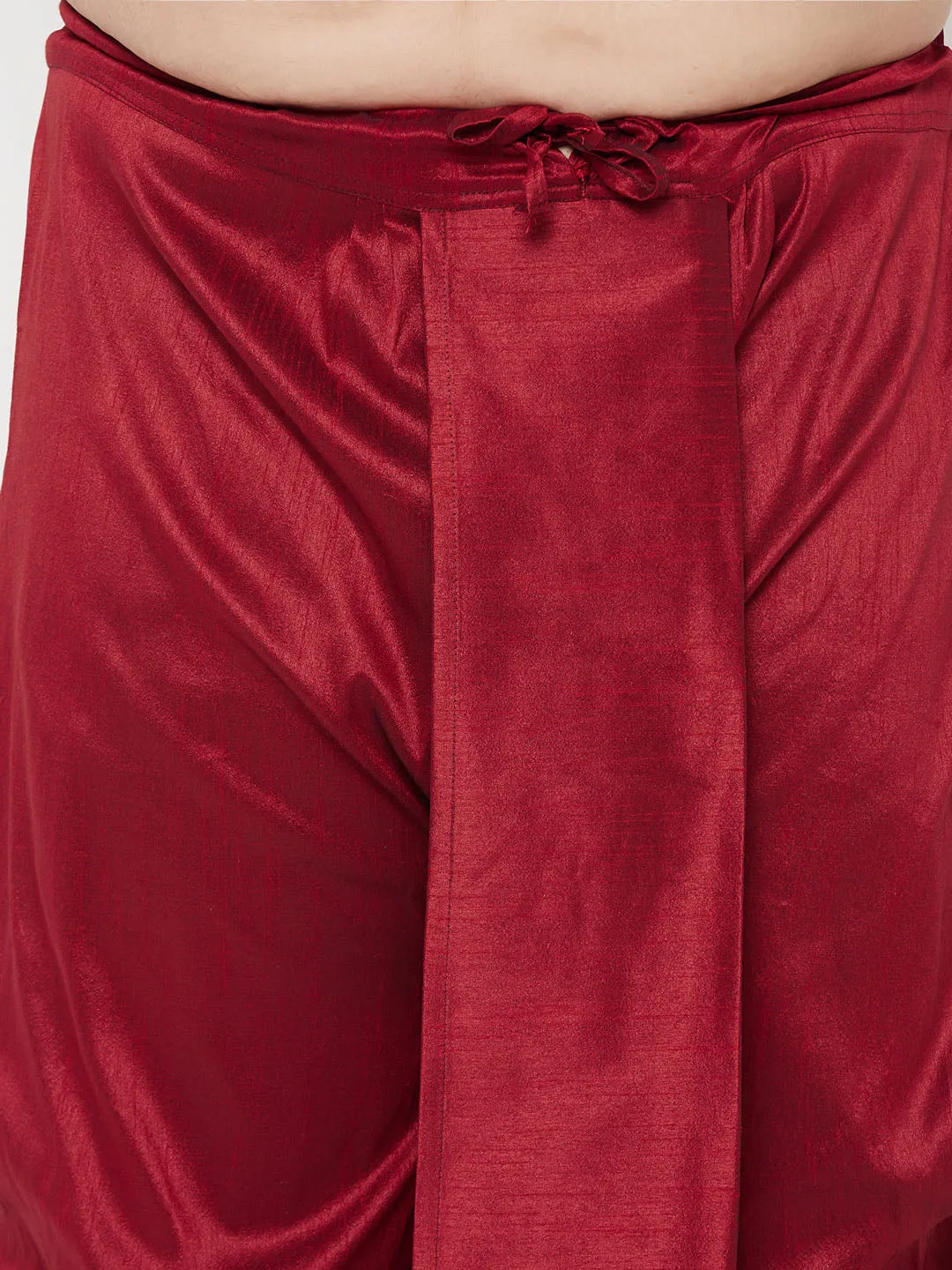 Vastramay Maroon Cotton Blend Traditional Dhoti