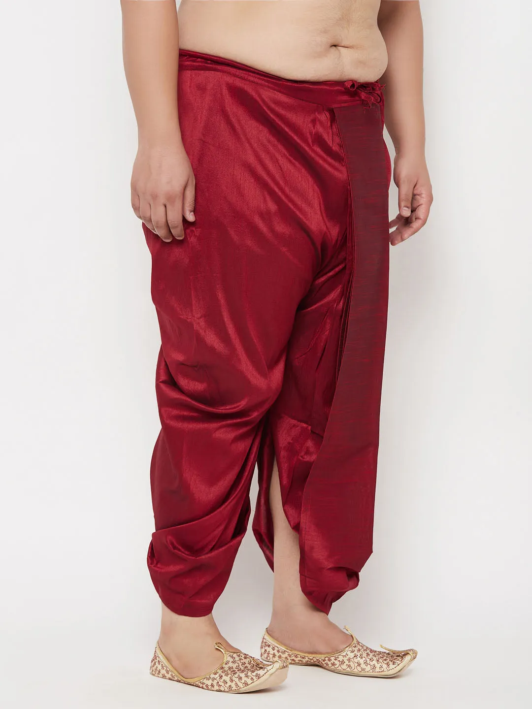 Vastramay Maroon Cotton Blend Traditional Dhoti