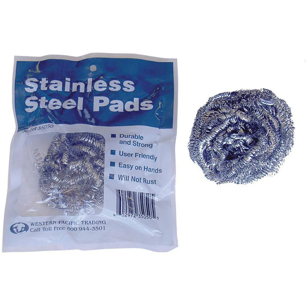 Western Pacific Stainless Wool Pads - Medium 3/Pk<