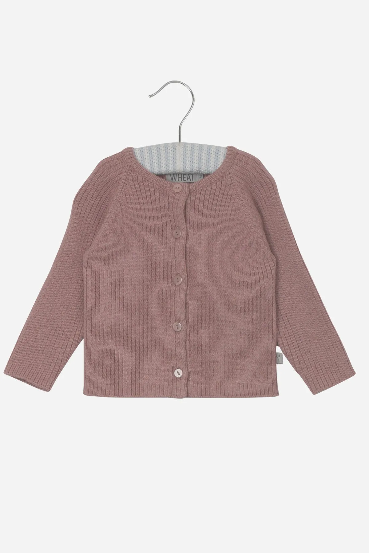 Wheat Baby Rib Knit Cardigan - Powder