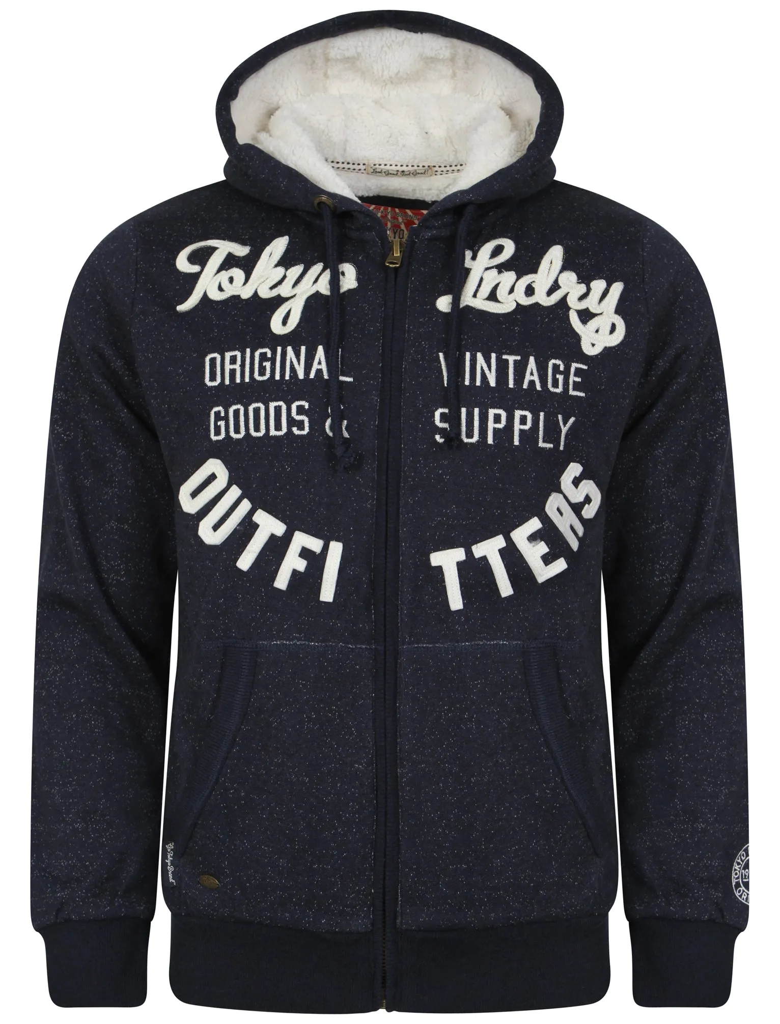 Whonnock Lake Borg Lined Hoodie in Black / Dark Navy Grindle - Tokyo Laundry