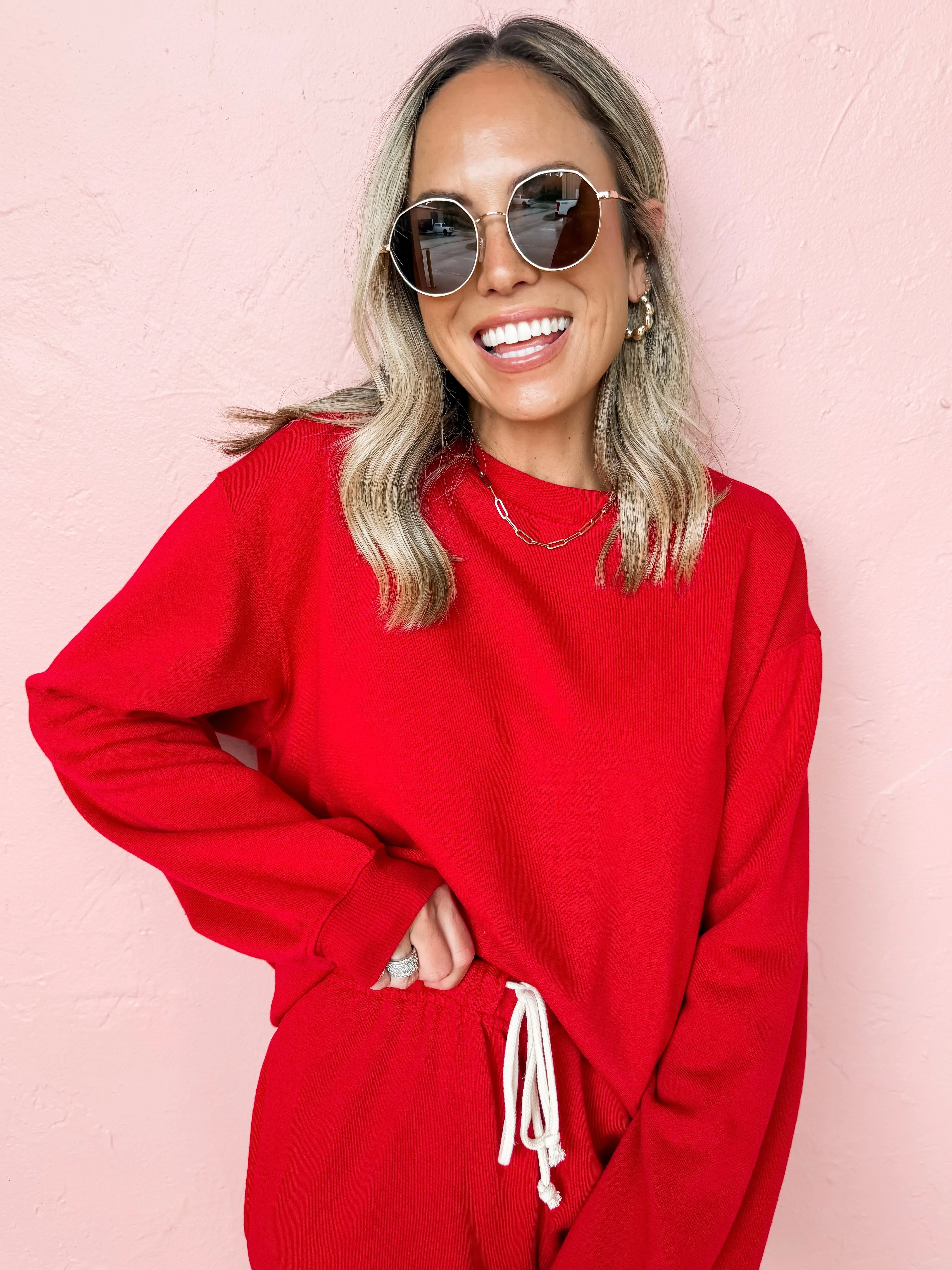 [Z Supply] Boyfriend Sweatshirt-Haute Red